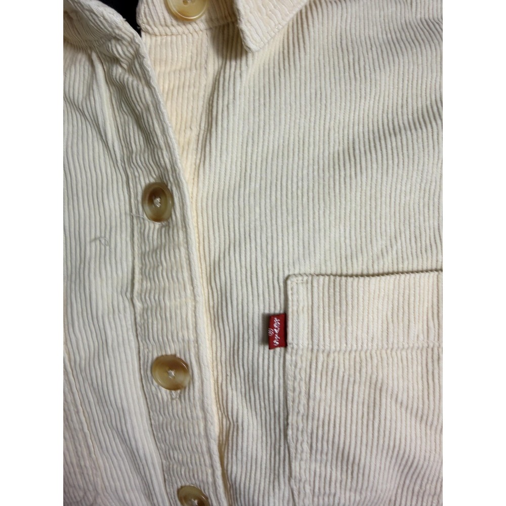 Levi's Shirt Womens Small White Corduroy Button Front Long Sleeve Top Casual - Picture 3 of 9